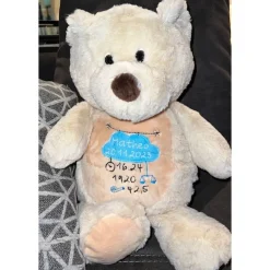 Sehr schöner bestickter Bär Teddy Geburtsdaten, Namen, Spruch