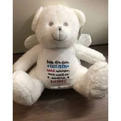 Sehr schöner bestickter Bär Teddy Engel Gerburtsdaten, Namen, Spruch, Geschenk