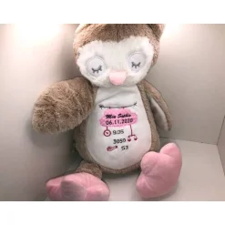 Sehr schöner bestickter Eule Geburtsdaten, Geburtstag, Namen, Spruch, Geschenk