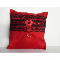 Seiden-Ringkissen, Ringkissen Seide mit Spitze, Strumpfband Gothik, Ringkissen-Hochzeit mit Strumpfband Gothic-Hochzeit