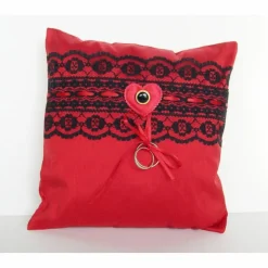 Seiden-Ringkissen, Ringkissen Seide mit Spitze, Strumpfband Gothik, Ringkissen-Hochzeit mit Strumpfband Gothic-Hochzeit