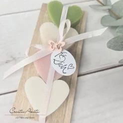 Seifengeschenk mit Kerzen und Kerzenhalter - Trockenblumen dekoriert - PASTELL