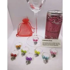 Sektringe Herz- Markierungsringe für Stielgläser, 6, 8, 12 Stück zur Auswahl