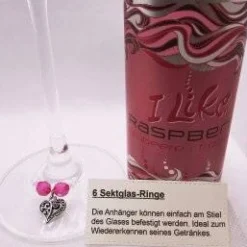 Sektringe Herz- Markierungsringe für Stielgläser, 6, 8, 12 Stück zur Auswahl