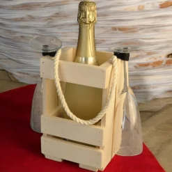 Sekttasche natur, Sektträger, Geschenk, Flaschenträger,