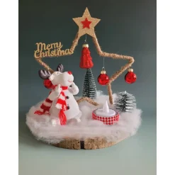 Süßer Elch mit Stern,Weihnachtsdeko mit Timer,Advent,Geschenk,Sofortkauf,UNIKAT