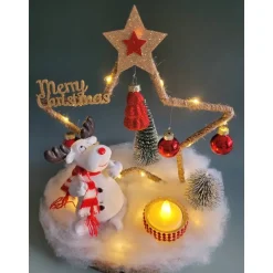 Süßer Elch mit Stern,Weihnachtsdeko mit Timer,Advent,Geschenk,Sofortkauf,UNIKAT