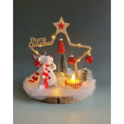 Süßer Elch mit Stern,Weihnachtsdeko mit Timer,Advent,Geschenk,Sofortkauf,UNIKAT