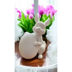 Süßer Hase mit Ei in den Pfoten aus umweltfreundlichem PLA – 3D-Druck Dekofigur