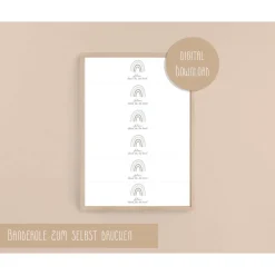 Servietten Banderole | Taufe Regenbogen mint | Getränkebanderole | neutrale Taufdeko oder Gastgeschenk | PDF Download