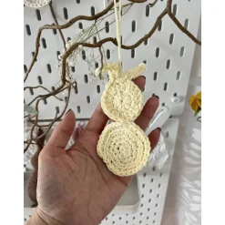 Set 3 Osterhasen gehäkelt Anhänger Frühlings Deko Osterdeko Hase minimalistisch gelb rosa flieder