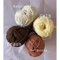 Set 3 Osterhasen gehäkelt Anhänger Mitbringsel Frühlings Deko Osterdeko Hase minimalistisch Skandi gelb weiß braun