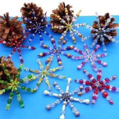 Set, 10 Perlensterne bunt silber gold, Drahtsterne handgemacht, Weihnachten, Advent, Deko, Geschenkanhänger