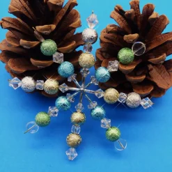 Set, 10 Perlensterne bunt silber gold, Drahtsterne handgemacht, Weihnachten, Advent, Deko, Geschenkanhänger