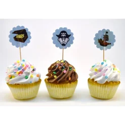 Set aus 6 Cupcake Topper Flags Muffindeko Piraten Piratenparty