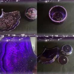 Set aus Blatt und Dose mit Deckel in Lila