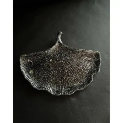 Set aus Blatt und Teelichthalter schwarz Glitzer