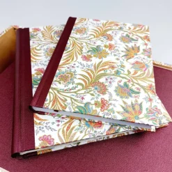 Set, Erinnerungsbox Notizbuch Fotoalbum, metallic rot, Ranken gold, UNIKAT, Hochzeitsbox