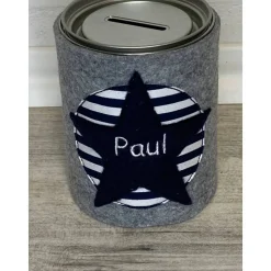 Set für Schulanfänger, 3-teilig, Schultüte, Zeugnismappe, Spardose, Stern mit Kreis, Filz, gestickt, Kinder