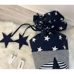 Set für Schulanfänger, 3-teilig, Schultüte, Zeugnismappe, Spardose, Stern mit Kreis, Filz, gestickt, Kinder