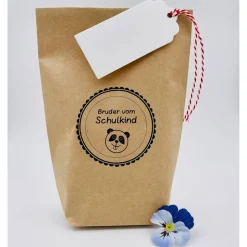 Set Geschenktüte Bruder vom Schulkind Schultüte Geschwistertüte mit Geschenkanhänger aus Papier und Kordel in rot-weiß
