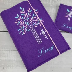 Set Gotteslobeinband mit Rosenkranztasche Lebensbaum, Gotteslobhülle, personalisierbar Kommunion