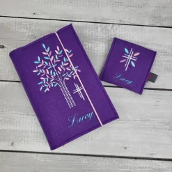 Set Gotteslobeinband mit Rosenkranztasche Lebensbaum, Gotteslobhülle, personalisierbar Kommunion