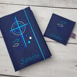 Set Gotteslobhülle Kreuz mit Kreise und Rosenkranztasche