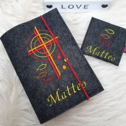 Set Gotteslobhülle Kreuz mit Kreise und Rosenkranztasche