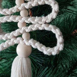 Set Makramee Bäume, beige, Weihnachtsanhänger