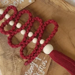 Set Makramee Bäume, weinrot, Weihnachtsanhänger