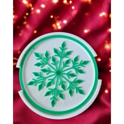 Set mit 4 Weihnachts-Untersetzern & Halter – Filigrane Schneeflocke | 3D-Druck ABS