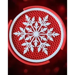 Set mit 4 Weihnachts-Untersetzern & Halter – Filigrane Schneeflocke | 3D-Druck ABS