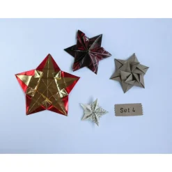Set Origami Sterne Weihnachten Upcycling 4er bis 5 er-Sets