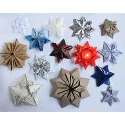 Set Origami Sterne Weihnachten Upcycling 4er bis 5 er-Sets