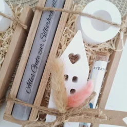 Silberhochzeit Geldgeschenk Silberhochzeitsgeschenk Haus / Lichthaus Kerzenhalter rund Geschenkset Gutschein Kerzenset S