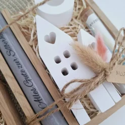 Silberhochzeit Geldgeschenk Silberhochzeitsgeschenk Häuser / Lichthäuser Kerzenhalter rund Geschenkset Gutschein Kerzens