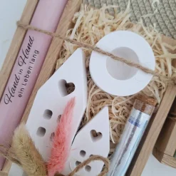 Silberhochzeit Geldgeschenk Silberhochzeitsgeschenk Häuser / Lichthäuser Kerzenhalter rund Geschenkset Gutschein Kerzens