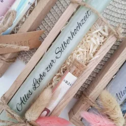 Silberhochzeit Geldgeschenk Reagenzglas Silberhochzeitskerze Silberhochzeitsgeschenk Geschenkset Gutschein Kerzenset Sta