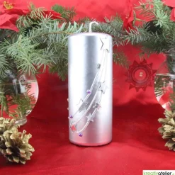 Silberne Weihnachtskerze „Sternenzauber“