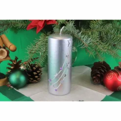 Silberne Weihnachtskerze „Sternenzauber“