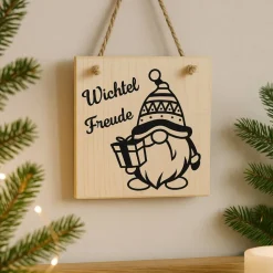 Skandinavisches Holz Türschild Weihnachten 17 x 19 cm – Handgemachte Hygge Deko & Geschenkidee