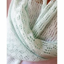 Sommer Schal mint aus Baumwolle und Merino, leichtes Lace-Tuch reine Naturfaser, zarte Stola Damen