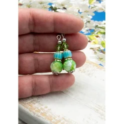 Sommerfrische Achat Ohrhänger Grün, Boho Hippie Ohrringe, handgemachter Unikatschmuck, Weihnachtsgeschenk Frau