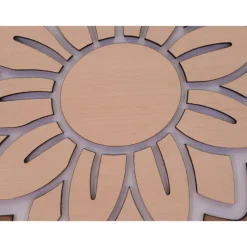 SONNENBLUME AUS NUSSBAUM und BUCHE Sperrholz mit Rattanmuster