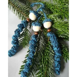 Sorgenwürmchen Naturweiß/silber und blau-meliert Glitzer! Auch als Schlüsselanhänger!