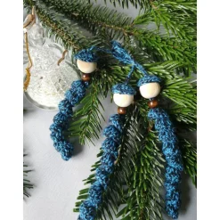 Sorgenwürmchen Naturweiß/silber und blau-meliert Glitzer! Auch als Schlüsselanhänger!