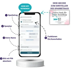 Sparbuch mit QR-Code – personalisierte Geschenkidee zur Taufe, Geburt oder Einschulung | Handmade | Einhorn
