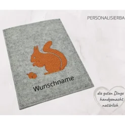 Sparbuchhülle Filz EICHHÖRNCHEN Geschenk zur Geburt, Taufe ...  KL420