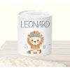 Spardose Kind Löwe, Sparschwein mit Namen, Kinderspardose Keramik personalisiert, Sparbüchse Geburtstag